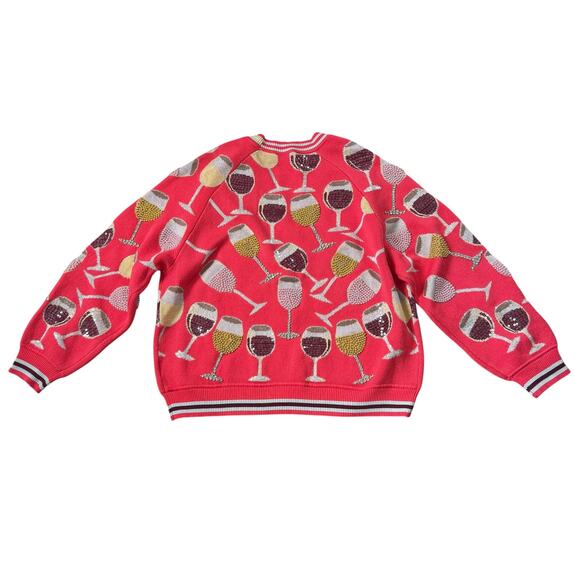 Queen of Sparkles Wine Glass Cardigan Sweater - Picture 3 of 13